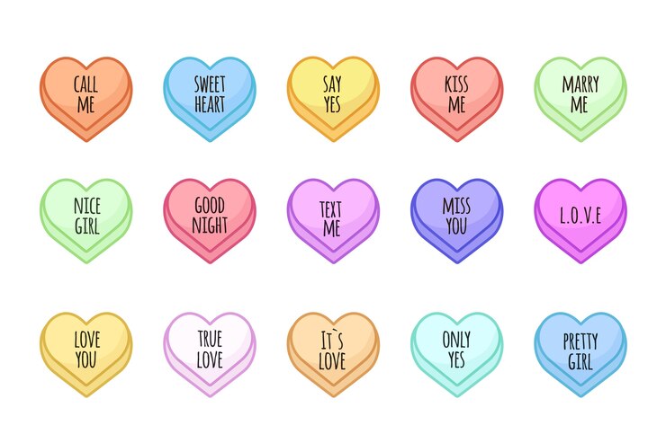 Free Vector lovely conversation hearts pack