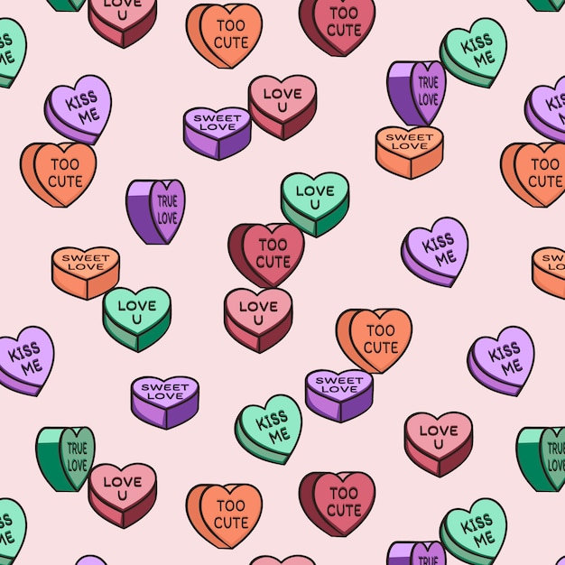 Free vector lovely conversation hearts pattern