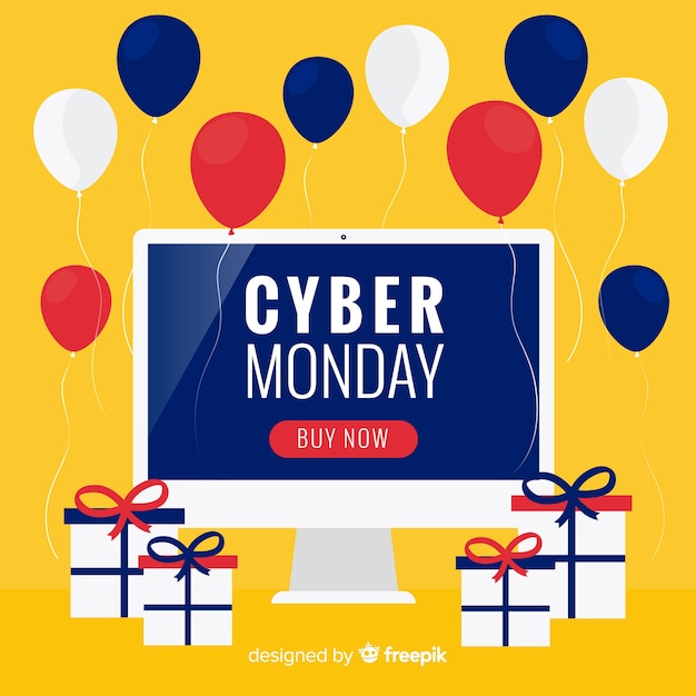 Lovely cyber monday composition with flat design