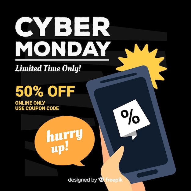 Free vector lovely cyber monday composition with flat design