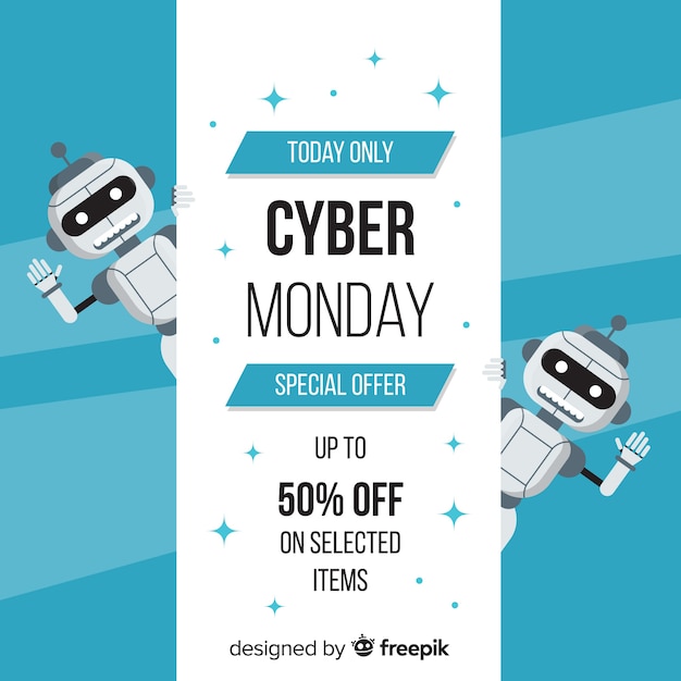 Free vector lovely cyber monday composition with flat design