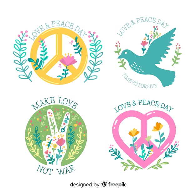 Lovely day of peace label collection with flat design