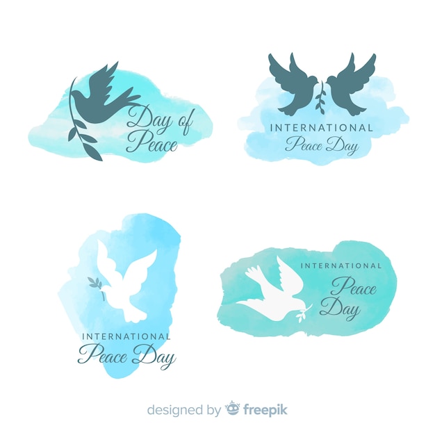 Lovely day of peace label collection with flat design