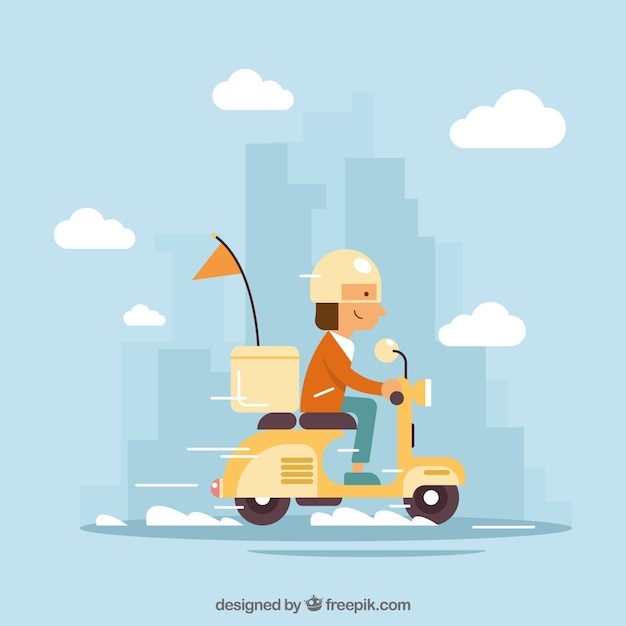 Free vector lovely delivery man in the city