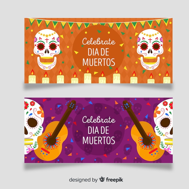 Lovely dia de muertos banners