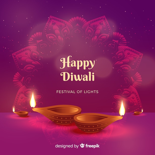 Vettore gratuito bello sfondo di diwali con design piatto