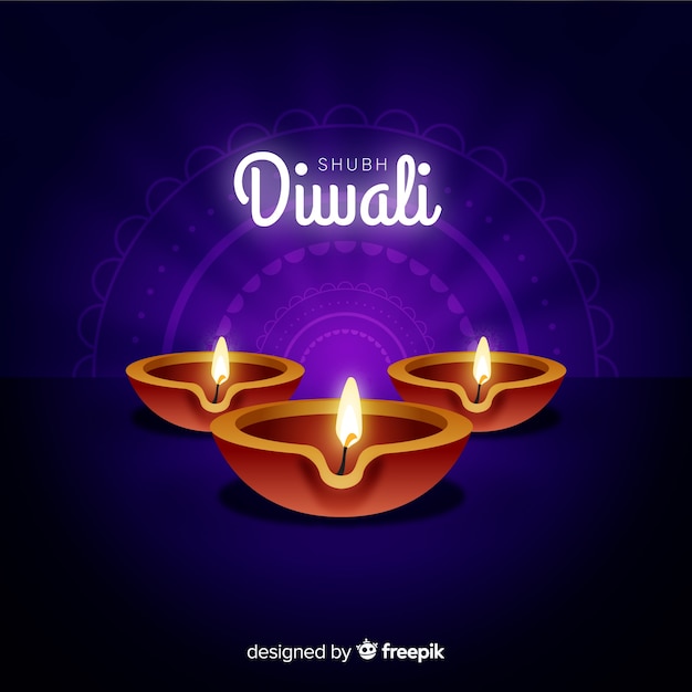 Lovely diwali background with flat design