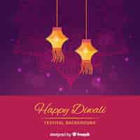 Free vector lovely diwali background with flat design