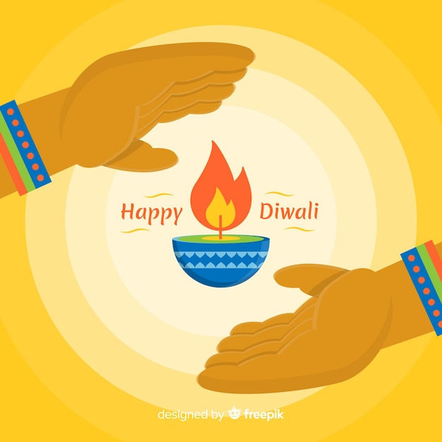 Free vector lovely diwali background with flat design