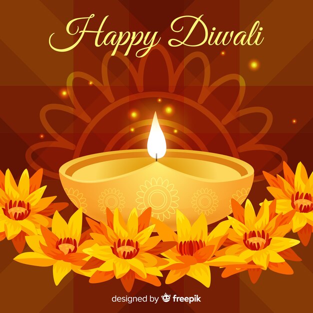 Free vector lovely diwali background with flat design