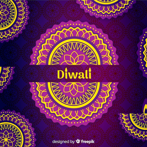 Lovely diwali background with flat design