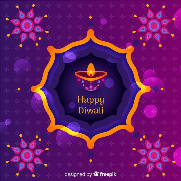 Vettore gratuito bello sfondo di diwali con design piatto