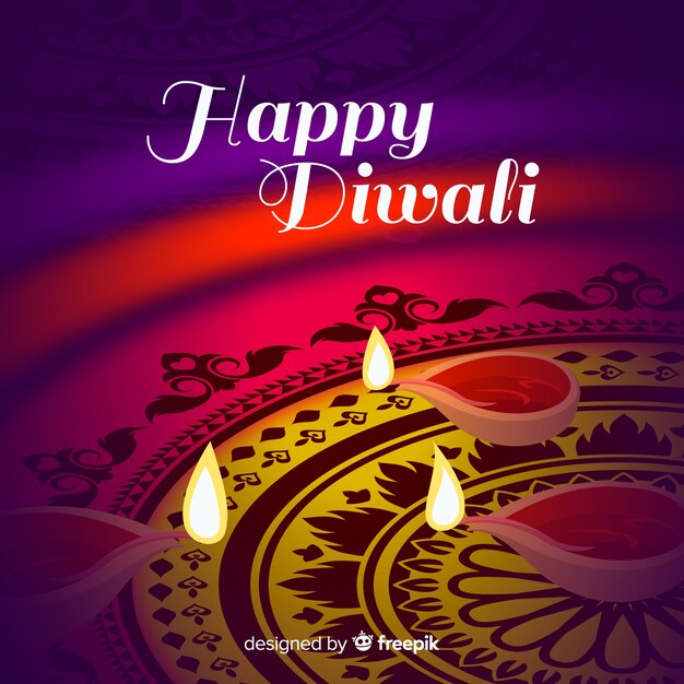 Lovely diwali background with flat design