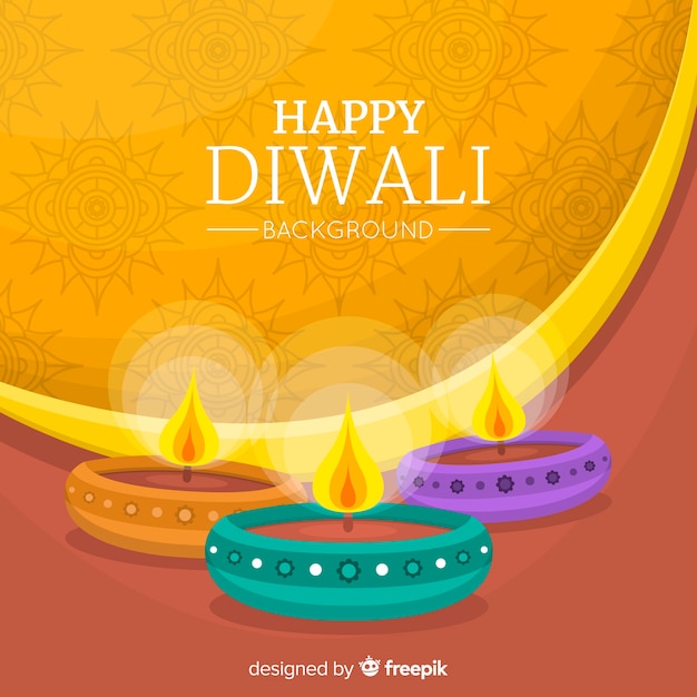 Vettore gratuito bello sfondo di diwali con design piatto