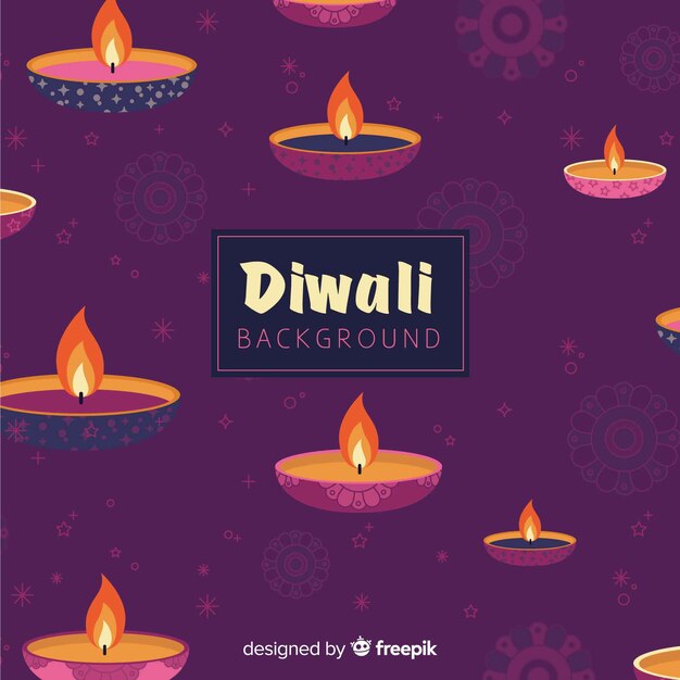 Lovely diwali background with flat design