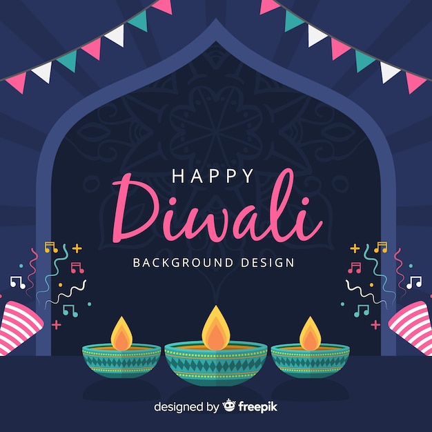 Lovely diwali background with flat design