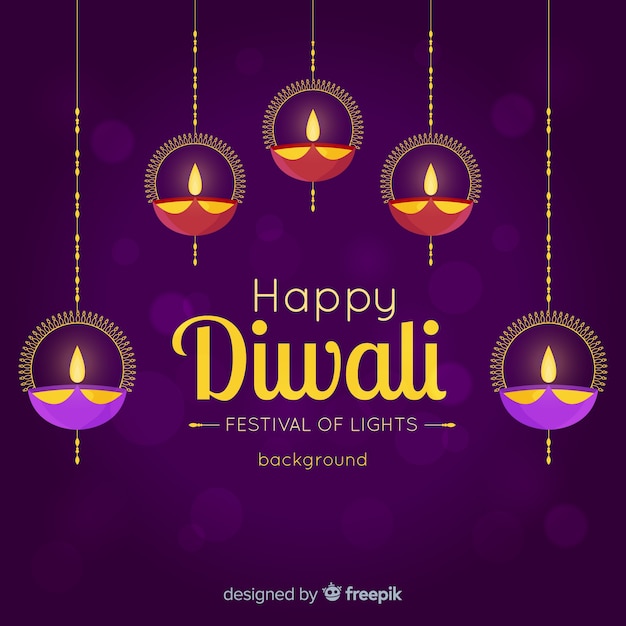 Free vector lovely diwali background with flat design