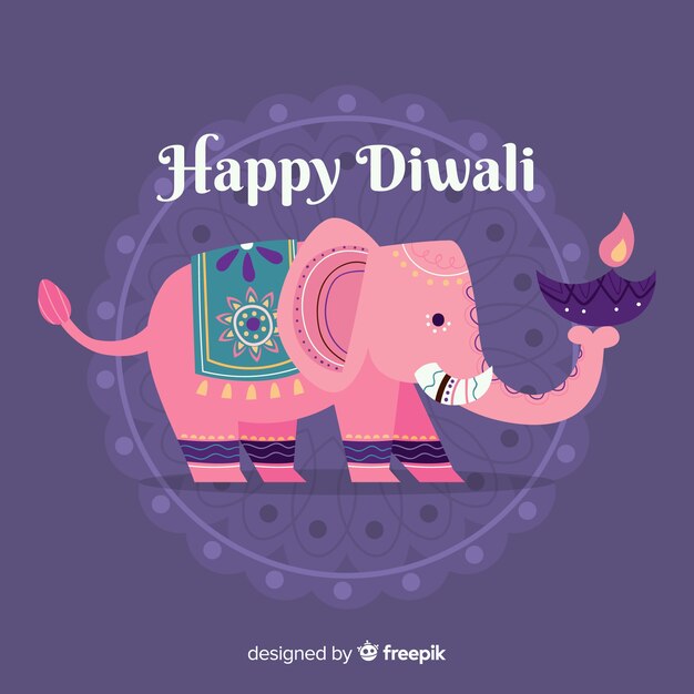 Lovely diwali background with flat design