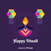 Free vector lovely diwali background with flat design