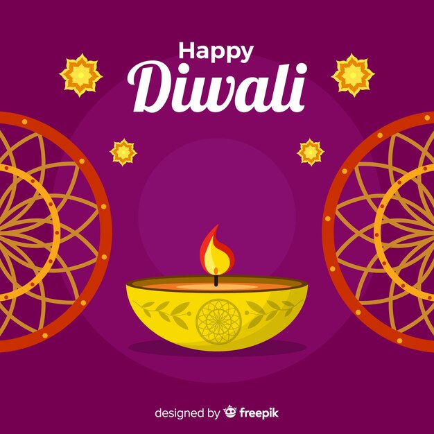 Free vector lovely diwali background with flat design