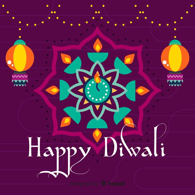 Free vector lovely diwali background with flat design
