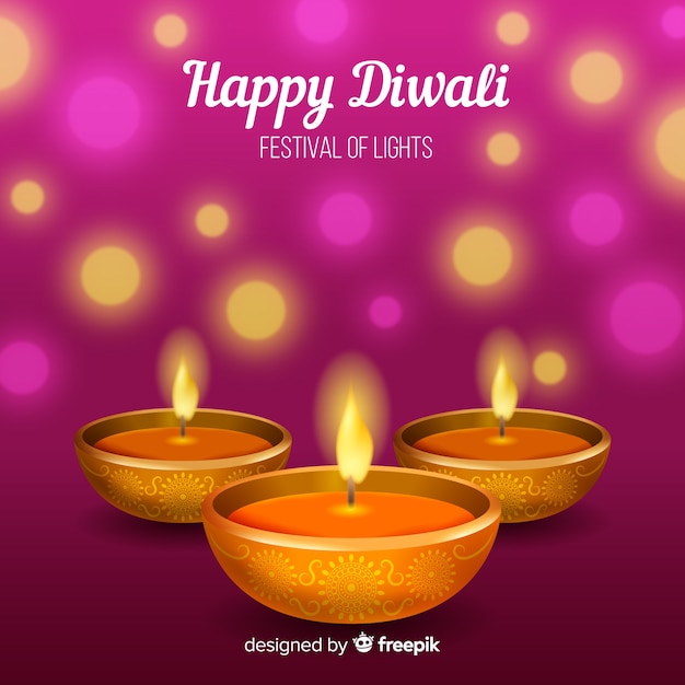 Free vector lovely diwali background with realistic design