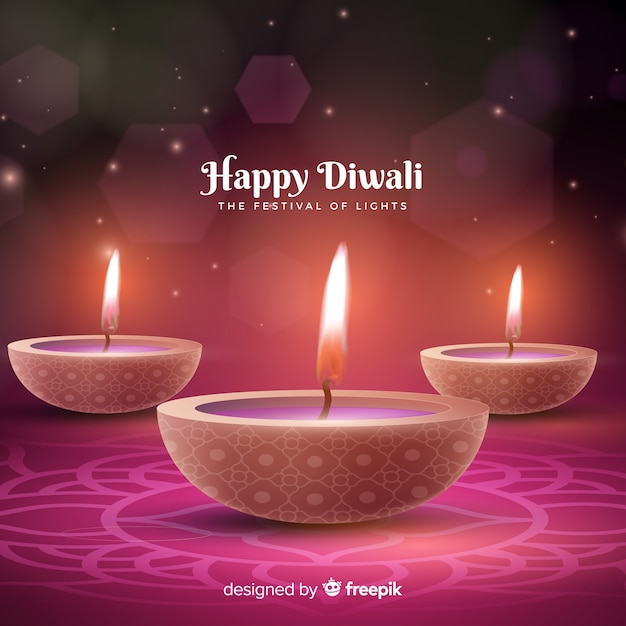 Lovely diwali background with realistic design