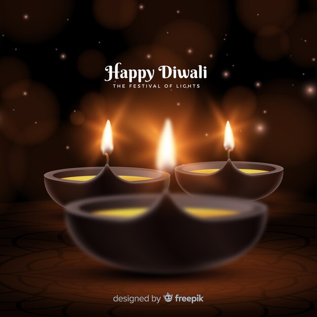 Lovely diwali background with realistic design