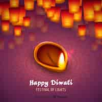 Free vector lovely diwali background with realistic design