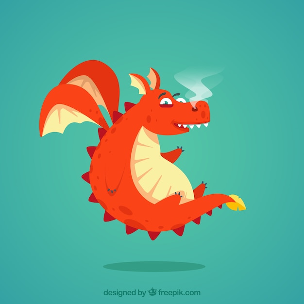 Lovely dragon character with flat design