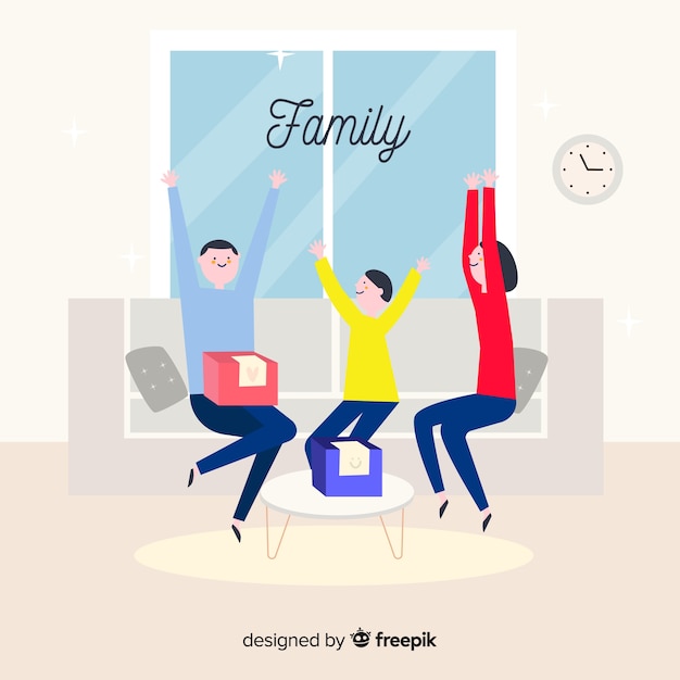 Lovely family at home with flat design