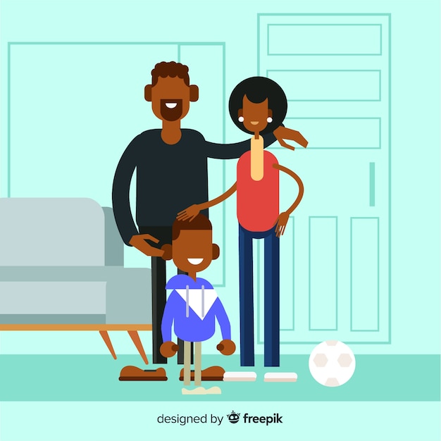 Lovely family at home with flat design