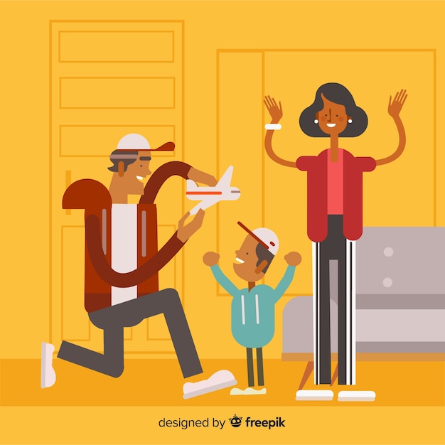 Lovely family at home with flat design