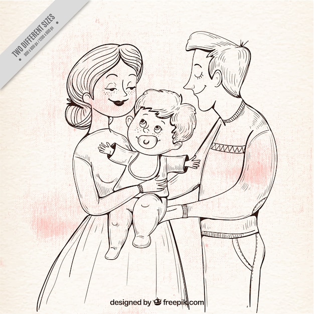 Bella illustrazione famiglia con un bambino