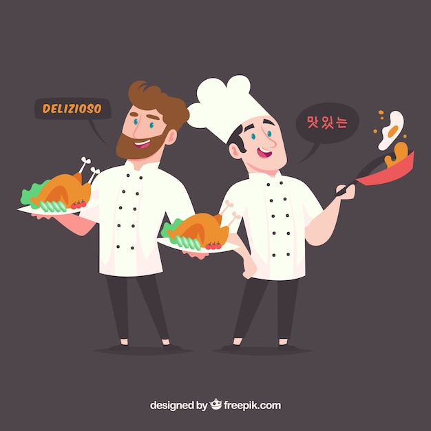 Free vector lovely flat characters speaking different languages