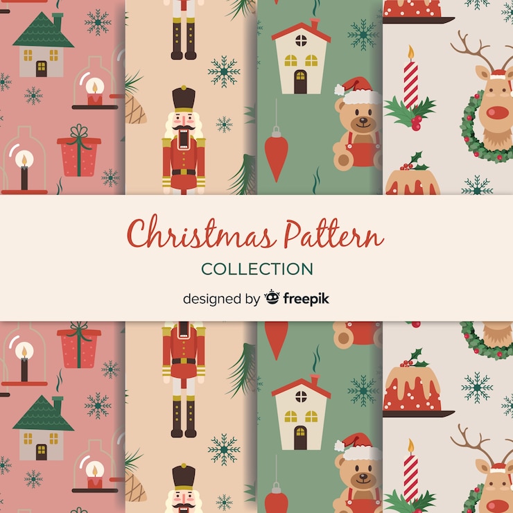Free Vector lovely flat christmas pattern collection