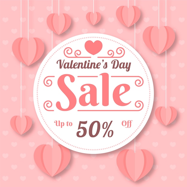 Free vector lovely flat design valentine's day sale background