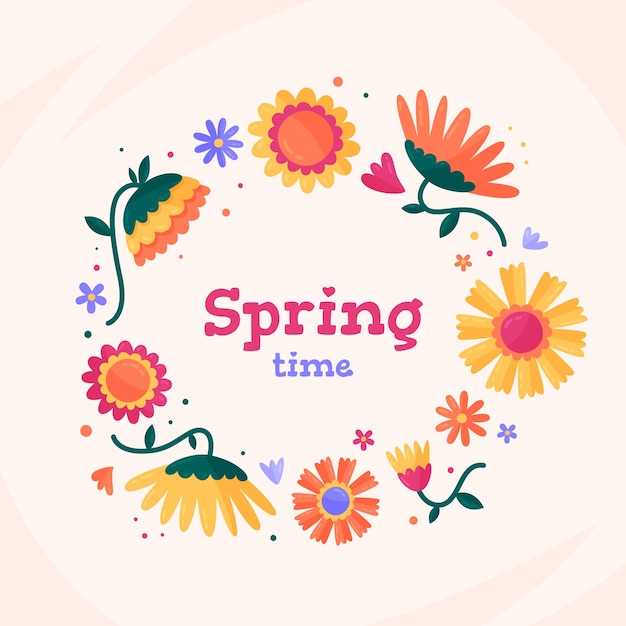 Free vector lovely flat spring floral frame