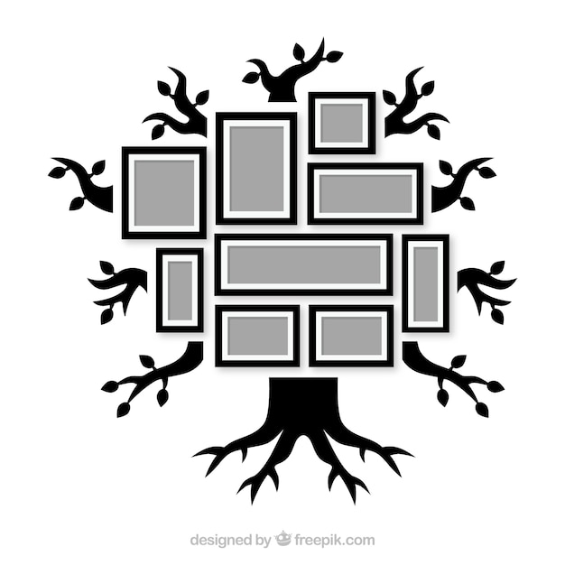 Бесплатное векторное изображение Прекрасное плоское дерево с фоторамками