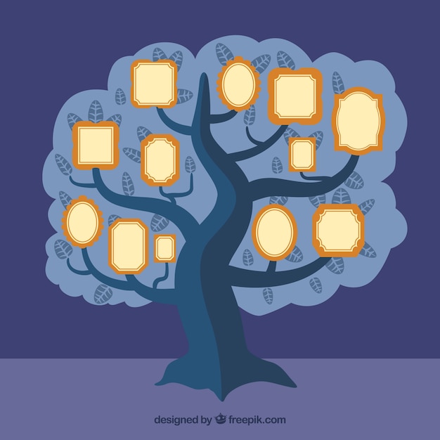 Free vector lovely flat tree with photo frames