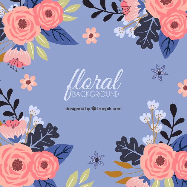 Lovely floral background with flat design