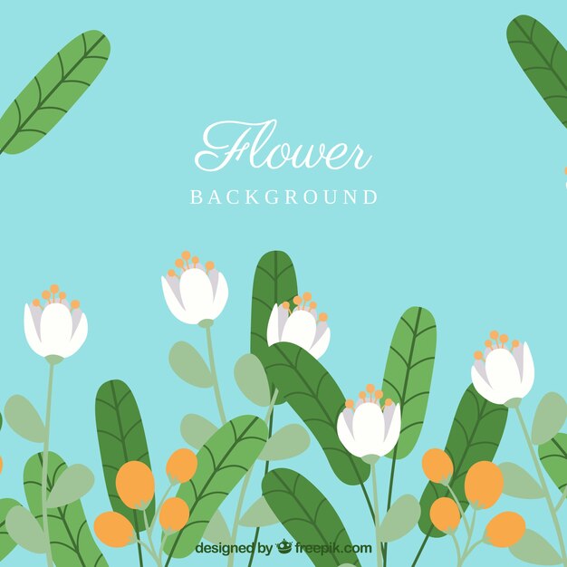 Lovely floral background with flat design