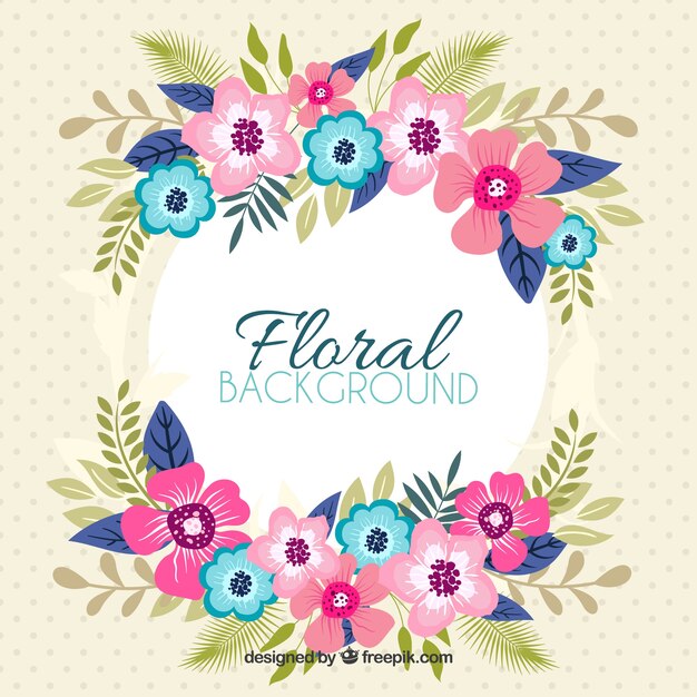 Lovely floral background with flat design