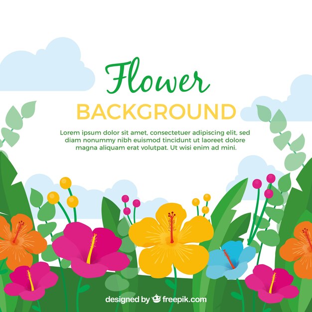 Lovely floral background with flat design