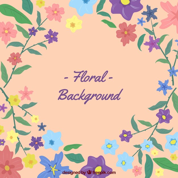 Lovely floral background with flat design