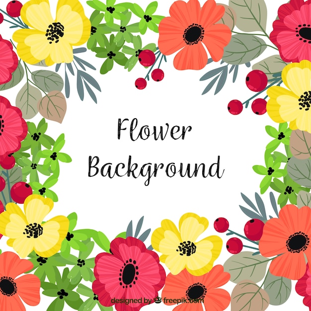 Free vector lovely floral background with flat design