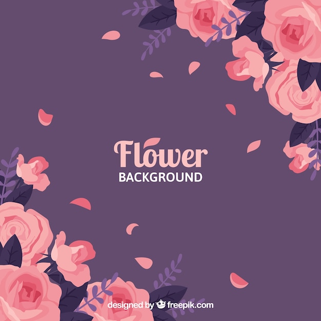 Lovely floral background with flat roses