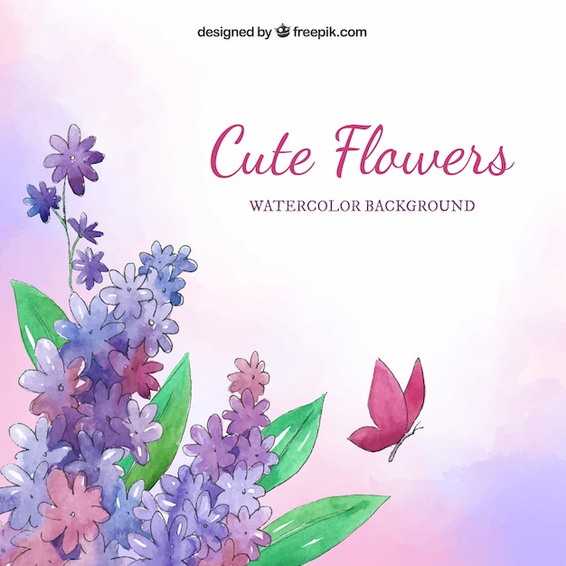 Free vector lovely floral background with watercolor style