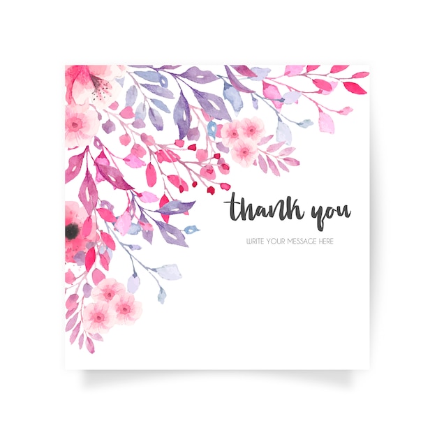 Free vector lovely floral card with thank you message