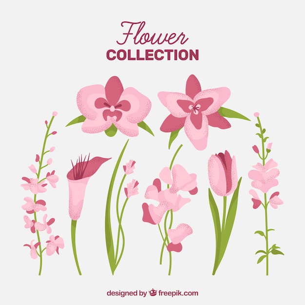 Free vector lovely floral element collection with flat design